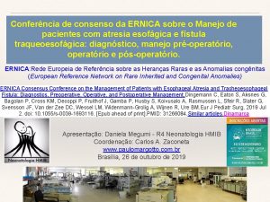 Conferncia de consenso da ERNICA sobre o Manejo