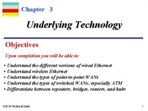 Chapter 3 Underlying Technology Objectives Upon completion you