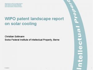 WIPO patent landscape report on solar cooling Christian