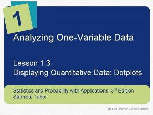 1 Analyzing OneVariable Data Lesson 1 3 Displaying