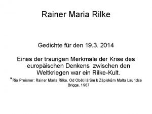 Rainer maria rilke der tod ist groß interpretation