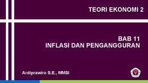 TEORI EKONOMI 2 BAB 11 INFLASI DAN PENGANGGURAN