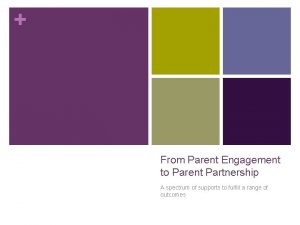 From Parent Engagement to Parent Partnership A spectrum