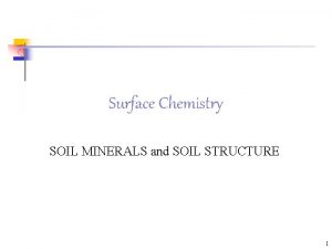 Surface Chemistry SOIL MINERALS and SOIL STRUCTURE 1