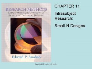 CHAPTER 11 Intrasubject Research SmallN Designs Copyright 2005