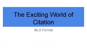 The Exciting World of Citation MLA Format Modern