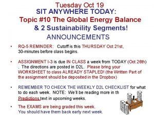 Tuesday Oct 19 SIT ANYWHERE TODAY Topic 10