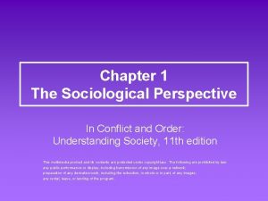 Chapter 1 The Sociological Perspective In Conflict and