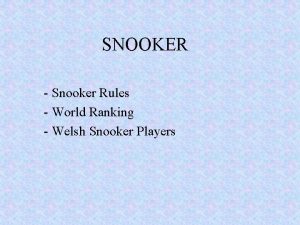 Rules of snooker