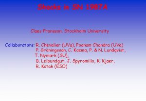 Shocks in SN 1987 A Claes Fransson Stockholm