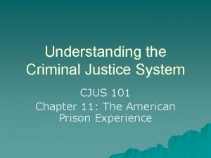 Understanding the Criminal Justice System CJUS 101 Chapter