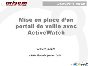 LUniversit Arisem Mise en place dun portail de