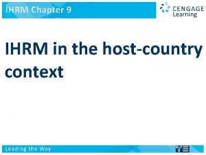 IHRM Chapter 9 International Human Resource Management IHRM