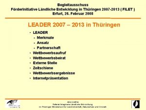 Begleitausschuss Frder Initiative Lndliche Entwicklung in Thringen 2007