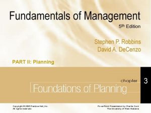 PART II Planning 3 Chapter 3 Foundations of