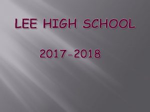 LEE HIGH SCHOOL 2017 2018 COUNSELING STAFF AD