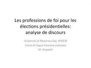 Les professions de foi pour les lections prsidentielles