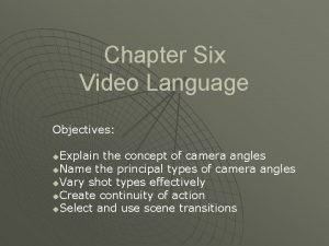 Chapter Six Video Language Objectives Explain the concept