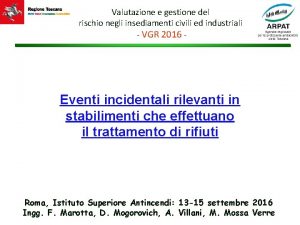 Valutazione e gestione del rischio negli insediamenti civili