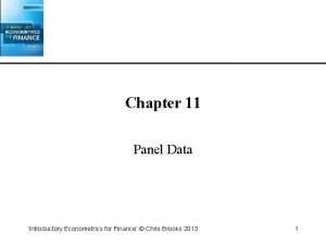 Chapter 11 Panel Data Introductory Econometrics for Finance