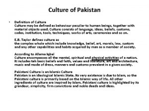 Pakistani culture definition