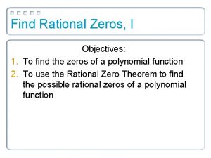 How to find rational zeros