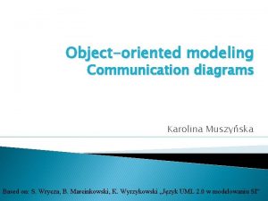 Objectoriented modeling Communication diagrams Karolina Muszyska Based on