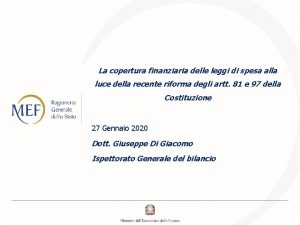 La copertura finanziaria delle leggi di spesa alla