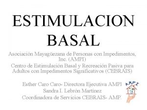 ESTIMULACION BASAL Asociacin Mayagezana de Personas con Impedimentos