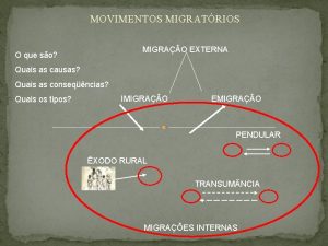 MOVIMENTOS MIGRATRIOS MIGRAO EXTERNA O que so Quais