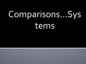 ComparisonsSys tems Electoral Systems Single Member District Plurality