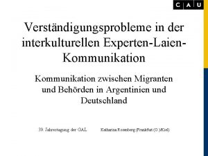 Verstndigungsprobleme in der interkulturellen ExpertenLaien Kommunikation zwischen Migranten