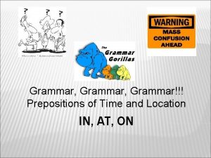 Grammar Grammar Prepositions of Time and Location IN