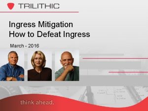 Ingress Mitigation How to Defeat Ingress March 2016