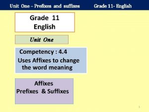Suffixes and prefixes