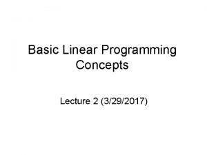 Linear programming basic concepts