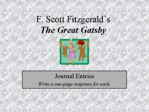 F Scott Fitzgeralds The Great Gatsby Journal Entries