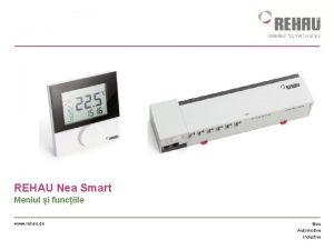 REHAU Nea Smart Meniul i funciile www rehau