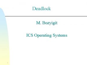 Deadlock M Bozyigit ICS Operating Systems 1 Deadlock