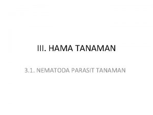 III HAMA TANAMAN 3 1 NEMATODA PARASIT TANAMAN