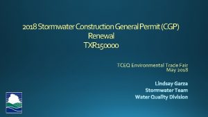 2018 Stormwater Construction General Permit CGP Renewal TXR
