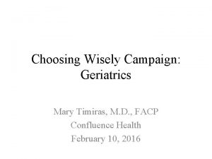 Choosing wisely geriatrics