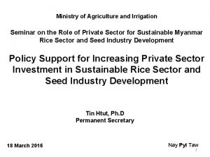 Ministry of Agriculture and Irrigation Seminar on the