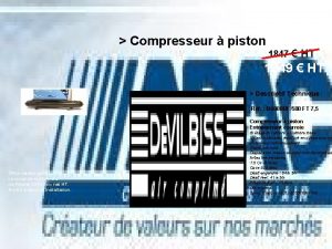 Compresseur piston 1847 HT 1249 HT Descriptif Technique