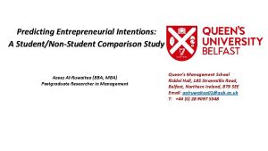 Predicting Entrepreneurial Intentions A StudentNonStudent Comparison Study Azeez