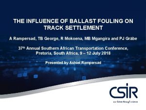 THE INFLUENCE OF BALLAST FOULING ON TRACK SETTLEMENT