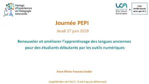 Journe PEPI Jeudi 27 juin 2019 Renouveler et