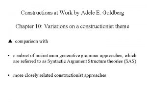 Constructions at Work by Adele E Goldberg Chapter