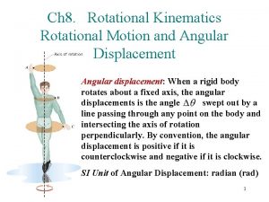 Ch 8 Rotational Kinematics Rotational Motion and Angular