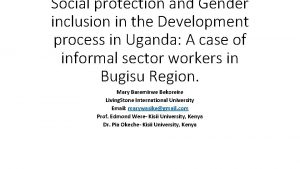 Social protection and Gender inclusion in the Development